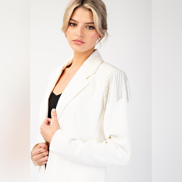 Rhinestone Fringe Blazer Jacket - eesome - Picture 2 of 8